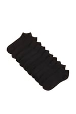 10'lu Siyah Patik Ekonomik Paket Unisex Kısa Spor Sneakers Çorap