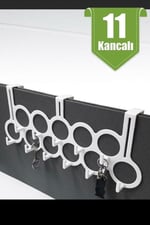 11 Kancalı Çok Amaçlı Kapı Arkası Askısı 48 cm Fular Eşarp Kravat Elbise Pantalon Ceket Askısı Beyaz
