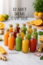 12 Adet Şeffaf Cam Shot Şişesi Sızdırmaz Gold Metal Kapaklı Hediyelik Koku Süs Çok Amaçlı Şişe 50ml