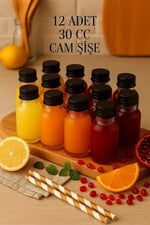 12 Adet Şeffaf Cam Shot Şişesi Sızdırmaz Siyah Plastik Kapaklı Kolonya Koku Süs Çok Amaçlı Şişe 30ml