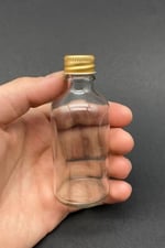 12 Adet Şeffaf Cam Shot Şişesi Sızdırmaz Gold Metal Kapaklı Hediyelik Koku Süs Çok Amaçlı Şişe 50ml