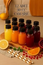 12 Adet Şeffaf Cam Shot Şişesi Sızdırmaz Siyah Plastik Kapaklı Kolonya Koku Süs Çok Amaçlı Şişe 30ml