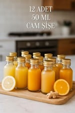 12 Adet Şeffaf Cam Shot Şişesi Sızdırmaz Gold Metal Kapaklı Hediyelik Koku Süs Çok Amaçlı Şişe 50ml