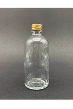 12 Adet Şeffaf Cam Shot Şişesi Sızdırmaz Gold Metal Kapaklı Kolonya Koku Süs Çok Amaçlı Şişe 100ml