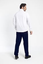 1242-08 Beden S Lycra Armüllü Erkek Eşofman Takım BEYAZ_LACİVERT