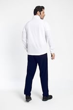 1242-08 Beden XL Lycra Armüllü Erkek Eşofman Takım BEYAZ_LACİVERT (Beyaz_Koyu Lacivert, XL)