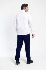 1242-08 Beden XL Lycra Armüllü Erkek Eşofman Takım BEYAZ_LACİVERT (Beyaz_Koyu Lacivert, XL)