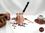 12oz Bakır Türk Yunan Arapça Cezve Servet Uygulaması ve Ahşap Saplı (4 bardak), Cezve Türk Cezvesi, İbrik, Briki Yunan Cezvesi, Dövülmüş Türk Kahvesi Makinesi