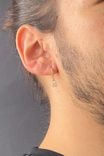 14 Ayar Altın Erkek 2 cm Anahtar Kilit Modelli Halka Küpe ERKVRTZ115632 SARI