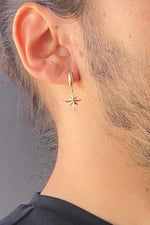 14 Ayar Altın Erkek 2 cm Pusula Motifli Halka Küpe ERKVRTZ115623 SARI