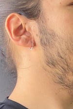 14 Ayar Altın Erkek Gizli Kilitli Halka Küpe ERKVRTZ115628 BEYAZ