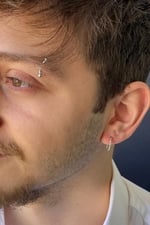 14 Ayar Beyaz Altın Burgulu Halka Erkek Küpe ERKZ091369