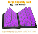 16 Cep Kartı Bağlayıcı, Ringless Zip Ticaret Kartı Bağlayıcı, 1000+ Çift Taraflı Cep PU Koleksiyon Ciltleyici, Toplayıcı Albümü, MTG için Kart Klasörü, TCG, Spor Kartları