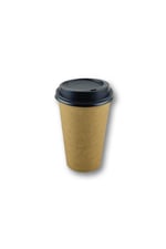 16 OZ Kahverengi Kraft Kapaklı Baskısız Karton Sıcak Kahve Bardağı 100 Adet