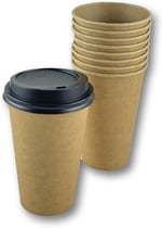 16 OZ Kahverengi Kraft Kapaklı Baskısız Karton Sıcak Kahve Bardağı 100 Adet