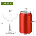 18 Adet 5oz Akrilik Martini Bardakları Parti Şampanya Kulesi Plastik Şampanya Kupası Bardakları Martini, Margarita, Kokteyl, Tatlı için (Tekrar Kullanılabilir, Bulaşık Makinesinde Güvenli)