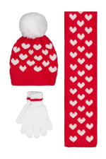 2-5 Yaş Atkı Bere Eldiven Set -, Standart, 24243103025W1, Kırmızı, Kız Çocuklar