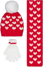 2-5 Yaş Atkı Bere Eldiven Set -, Standart, 24243103025W1, Kırmızı, Kız Çocuklar
