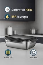 2 Adet 304 Çelik 550 ml Yemek Meyve Et Buzdolabı Beslenme Saklama Kabı mt224