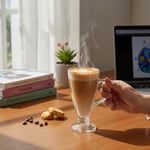 2 Adet Cam Latte Bardağı Kulplu Cam Kahve Bardağı 300 ml