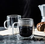 2 Adet Çift Cidarlı Cam Kupa Bardak 250 ml Çift Camlı Bardak Kupa Double Wall