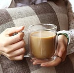 2 Adet Çift Cidarlı Cam Kupa Bardak 250 ml Çift Camlı Bardak Kupa Double Wall