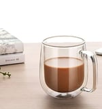 2 Adet Çift Cidarlı Cam Kupa Bardak 250 ml Çift Camlı Bardak Kupa Double Wall