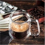 2 Adet Çift Cidarlı Cam Kupa Bardak Su Meşrubat Çay Saplı 250 ml
