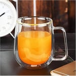 2 Adet Çift Cidarlı Cam Kupa Bardak Su Meşrubat Çay Saplı 250 ml
