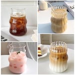 2 Adet Nervürlü Cam Bardaklar 18oz Vintage İçme Züccaciye Dalgalanma Kokteyl Bardakları Buzlu Kahve Suyu İçecek Süt için