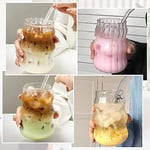 2 Adet Nervürlü Cam Bardaklar 18oz Vintage İçme Züccaciye Dalgalanma Kokteyl Bardakları Buzlu Kahve Suyu İçecek Süt için