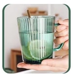 2 Adet Renkli Cam Kupa Bardak Çay Kahve Meşrubat Tatlı Bardağı Yeşil ve Kahve 370 ml