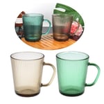2 Adet Renkli Cam Kupa Bardak Çay Kahve Meşrubat Tatlı Bardağı Yeşil ve Kahve 370 ml