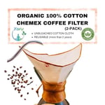 (2 adet) Yıkanabilir, Kumaş Chemex Kahve Filtresi Ağartılmamış%100 Ham Pamuk, Organik, Ekolojik Filtre Chemex (C.2)