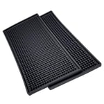 2 Paket Bar Servis Matı, Siyah Salon Berber İş İstasyonu Matı, Kaymaz Esnek Kauçuk Çalışma Matı, Bar Servisi için Profesyonel Tezgah Koruma Matı, Lavabo Matı, Güzellik Salonu 30 x 15 cm