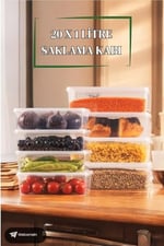 20 Adet 1 Litre Kendinden Kapaklı Derin Dondurucuya Uygun Saklama Kabı Düzenleyici (1000 Ml)