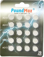 20 X PoundMax LR44 AG13 1,5 V PoundMax Alkalin Düğme Pil, Cıvasız, Sızdırmaz, Uzun Süreli Dayanıklılık, Oyuncaklar, Ölçüm Cihazları ve Hesap Makineleri için A76, G13, L1154, SR44, G13A ile Uyumlu