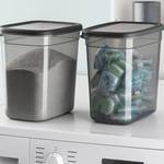 2000 Ml Deterjan Kabı Tablet + Deterjan Saklama Kabı 2'li Set Antrasit