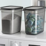 2000 Ml Deterjan Kabı Tablet + Deterjan Saklama Kabı 2'li Set Antrasit