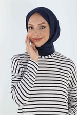 2034_Lacivert Çizgili Yazlık Triko Tunik