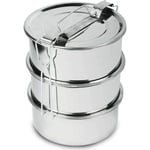 2,2 LT Paslanmaz Çelik 3lü Sefer Tası 2-3 Kişilik Yemek Taşıma Kabı 750ml Isıtılabilir 3 Kap 15x18cm
