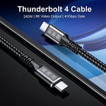 240W Thunderbolt 4 Kablo 6.5ft USB C Thunderbolt 4 Kablo Monitör Kablosu 40 Gbps Veri Aktarımını Destekler ve Thunderbolt 4/3 Monitör, Hub, Bağlantı İstasyonları ile Uyumlu Tek 8K/Çift 4K Video -