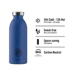 24BOTTLES Clima içecek şişesi 850 ml, termos 24 saat soğuk ve 12 saat sıcak, su şişesi,%100 mühürlü kapak, çevre dostu içecek şişesi, paslanmaz çelik, spor, koyu mavi