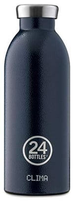 24BOTTLES Clima içecek şişesi 850 ml, termos 24 saat soğuk ve 12 saat sıcak, su şişesi,%100 mühürlü kapak, çevre dostu içecek şişesi, paslanmaz çelik, spor, koyu mavi