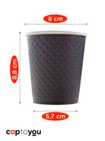 25 adet siyah çift duvarlı kahve bardağı 8 oz, küçük kağıt çay bardakları 250 ml, soğuk ve sıcak içecekler, Waffle Siyah