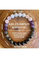 (2895) Aşk Mıknatısı Bileklik Ametist, Akik, Pembe Kuvars, Larvakit, Hematit, Ay Taşı renklı11 Battal Standart