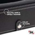 2K Suni Deri Peçetelik Mendil Kutusu 13 * 24 * 6 cm. Siyah