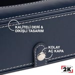 2K Suni Deri Peçetelik Mendil Kutusu 13 * 24 * 6 cm. Lacivert