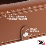 2K Suni Deri Peçetelik Mendil Kutusu 13 * 24 * 6 cm. Taba