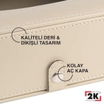 2K Suni Deri Peçetelik Mendil Kutusu 13 * 24 * 6 cm. Bej